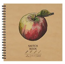 Купить Скетчбук 190*190 30л "DRAFT and CRAFT. Apple", 180г/м2, обложка крафт картон, евроспираль — Фото №1