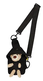 Купить Сумочка на молнии с ремнем Мишка (черная) (19х12х6) (текстиль) (12-23827-SH19) Bookvalno — Фото №1