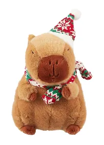 Купить Мягкая игрушка Капибара в новогоднем колпачке и шарфе (23см) (12-Shendang-CR03) — Фото №1