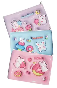 Купить Папка для тетрадей А4 "Зверушки 3D", на молнии, PU, ассорти — Фото №1