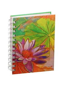 Купить Записная книжка А6+ 100л кл. "Water lilies. Сиреневая лилия" 7БЦ, "мокрый шелк", тисн.гологр.фольгой, евроспираль, Listoff — Фото №1