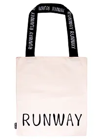 Купить Сумка-шоппер Runway с надписью на ручках бежевая, текстиль 40см.*32см. — Фото №1