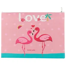 Купить Папка для тетрадей А4 "Flamingo summer" молния, пластик, ассорти — Фото №1