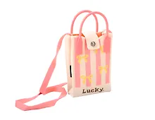 Купить Сумочка вязаная с застежкой Бантики (розовая) (12х18х6) (текстиль) (12-Yiheng-0610) — Фото №1