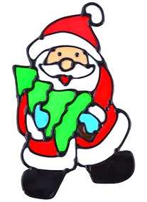 Купить Наклейка новогодняя Дед Мороз и елка (14х9) — Фото №1