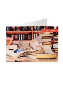 Купить Обложка для студенческого Спящий котенок и книги — Фото №1