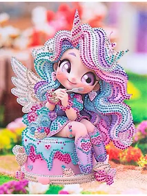 Купить Алмазная мозаика (блестящая) с подрамником, с частичным заполнением "Милая куколка", 23 х 30 см — Фото №1