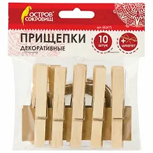 Купить Прищепки декоративные Классика, 10 штук, 7,2 см, дерево, со шпагатом, ОСТРОВ СОКРОВИЩ, 662675 — Фото №1