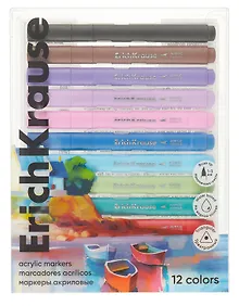 Купить Маркеры акриловые 12цв "Art Spirit" кистевидные, водн.основа, пл.уп., ErichKrause — Фото №1