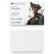 Купить Краски акварельные 12цв "Белые Ночи. Русские сказки" 2,5мл, кюветы, съемн.палитра, пласт.пенал, ЗХК — Фото №1