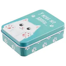 Купить Шкатулка У меня же лапки (белый кот) (9х7х3) (металл) — Фото №1