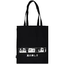 Купить Сумка-шоппер Аниме Лица черная, текстиль 40см.*32см. — Фото №1