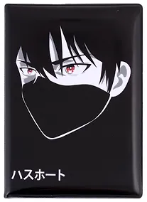 Купить Обложка для паспорта Аниме Парень в маске (Сэйнен) ч/б (ПВХ бокс) — Фото №1