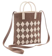 Купить Сумочка вязаная с застежкой Ромбики (коричневая) (18х22х4) (текстиль) (12-YiHeng-182202) Bookvalno — Фото №1