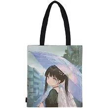 Купить Сумка-шоппер Аниме Девушка с крыльями под зонтиком Сёдзё, цветная 40см.*32см. — Фото №1