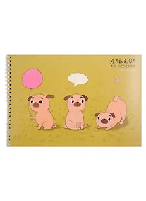 Купить Альбом для рисования Listoff, "Милые собачки", А4, 20 листов, на гребне — Фото №1