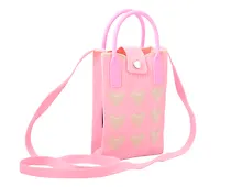 Купить Сумочка вязаная с застежкой Сердечки (розовая) (12х18х6) (текстиль) (12-Yiheng-0612) — Фото №1