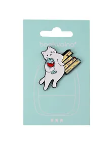 Купить Значок Котик с бокалом и книгами (металл) (12-5769-A42) — Фото №1