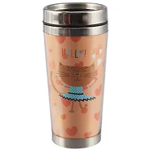 Купить Термостакан Кот с цветными сердечками (400 мл) (пКТ Ластик) — Фото №1