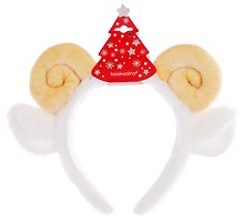 Купить Ободок новогодний Ушки и круглые рожки овечки (белый с коричневым) (плюш) (12-202604_OB_15) — Фото №1