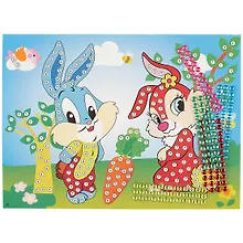 Купить Аппликация стразами Зайчата 26х19см (орр) — Фото №1