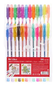 Купить Ручки гелевые 24 цвета, глиттер, Art idea — Фото №1