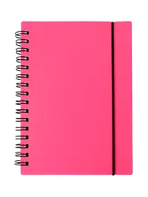 Купить Записная книжка А6 80л кл. "Favorite Color. Neon Pink" спираль, пласт.обл., резинка — Фото №1