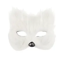 Купить Маска Кошки меховая (белая) (17х15) (пластик) (12-06150-M1) — Фото №1