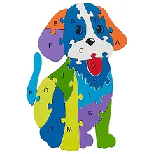 Купить Игра, Деревянные пазлы-фигуры с цифрами и английским алфавитом Собака 11-02203-N-6 — Фото №1