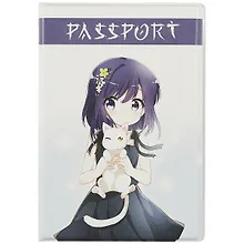 Купить Обложка для паспорта Аниме Девушка с белым котиком (Сёдзё) (цветная) (ПВХ бокс) — Фото №1