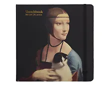 Купить Скетчбук 200*200 56л "КотоАрт. Дама с котом" 140г/м2, тв.обложка, 7БЦ, резинка, скругл.углы, ляссе — Фото №1