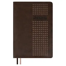 Купить Ежедневник дат. 2026г. А5 176л "Шевро" коричневый, кожзам, тв.переплет, обл.поролон, блинт.тиснение, офсет, закругл.углы, справ.мат-лы, 2 ляссе, инд.уп — Фото №1