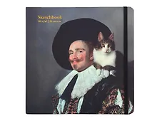 Купить Скетчбук 200*200 56л "КотоАрт. Улыбающийся кавалер" 140г/м2, тв.обложка, 7БЦ, резинка, скругл.углы, ляссе — Фото №1