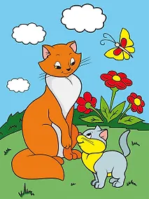 Купить Набор для творчества Рыжий кот Холст с красками 18*24см Кошка с котенком Х-9826 — Фото №1