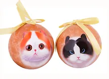 Купить Набор елочных шаров НГ Котики-пушистики (2 шт) (пластик) (7,5 см) (ПВХ Бокс) — Фото №1