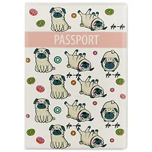 Купить Обложка для паспорта Мопсы фр-фр (ПВХ бокс) (ОП2018-197) — Фото №1