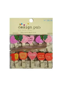 Купить Набор декоративных прищепок с веревкой Яблочки (11062403) (10 шт) (упаковка) — Фото №1