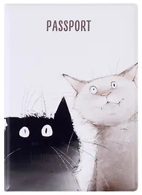 Купить Обложка для паспорта Коты Дуэт (ПВХ бокс) — Фото №1