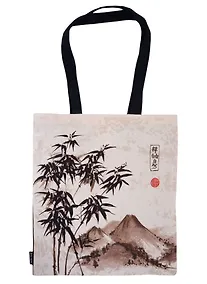 Купить Сумка-шоппер Японская живопись (бежевая) (текстиль) (40х32) — Фото №1