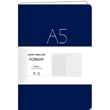 Купить Книга для записей А5 80л лин. "Format" син.иск.кожа, интегр.переплет, тиснение фольгой, скругл.углы, инд.уп. — Фото №1