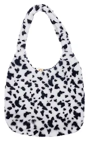 Купить Сумка-шоппер плюшевая Пятнышки (черно-белая) (40х36) (12-ZhenPin-2721) — Фото №1