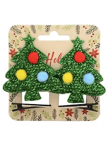 Купить Заколки новогодние Елочки с помпонами (2шт) (текстиль) (12-6142-HNY24) — Фото №1