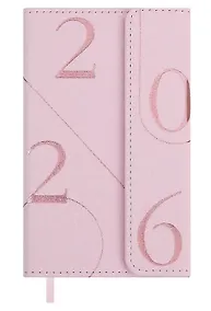 Купить Еженедельник дат. 2026г. 64л 95х155 мм "Бьянчини" розовый, кожзам, тв.переплет, тисн. фольгой, офсет, справ.мат-лы, магнит.клапан, ляссе, инд.уп — Фото №1