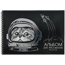 Купить Альбом для рисования Academy Style, "Космокот", А4, 40 листов, на гребне — Фото №1