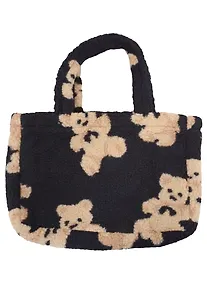 Купить Сумка-шоппер плюшевая Мишки (черная) (31х28) — Фото №1