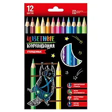 Купить Карандаши цветные Феникс+, "Енот-Пухляш", 12 цветов — Фото №1