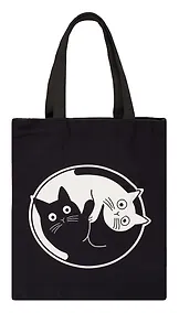 Купить Сумка-шоппер на молнии Коты Инь-Ян (38х35) (текстиль, флис) Bookvalno — Фото №1