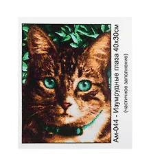 Купить Алмазная мозаика с квадратными стразами (частичное заполнение) "Изумрудные глаза", 30 х 40 см — Фото №1