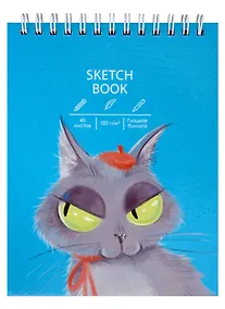 Купить Скетчбук А6+ 125*160 40л "Мистер кот" белый офсет, 100г/м2, тв.обложка, евроспираль — Фото №1