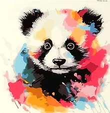 Купить Холст с красками по номерам "Малыши-животные. Красочная панда", 30 х 30 см — Фото №1